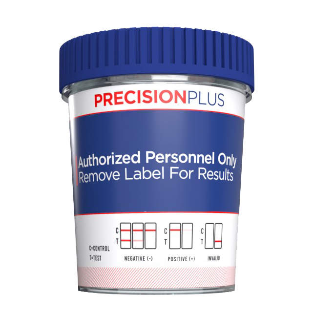 Precision Plus - 10 Panel Cup w/ads  <span style='font-size:11px; color:#7d7d7d;'><br>THC, COC, AMP, OPI, MET, BAR, BZO, MTD, OXY, BUP, (OX, S.G., PH)</span>